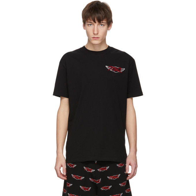 Photo: McQ Alexander McQueen Black Racing Dropped Shoulder T-Shirt