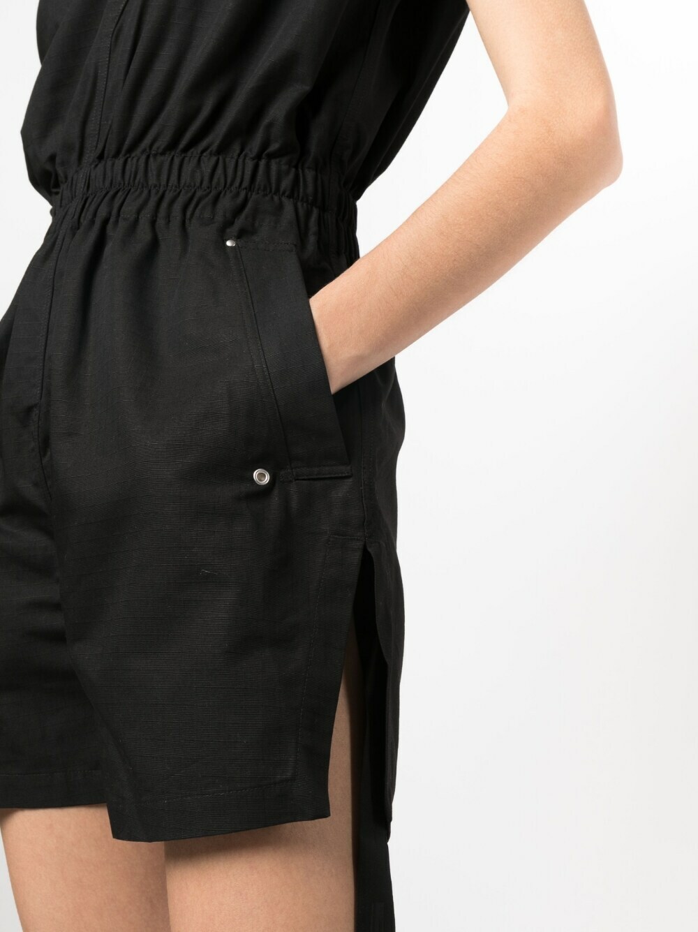 RICK OWENS DRKSHDW - One-shoulder Short Cotton Jumpsuit Rick