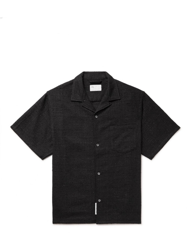 Photo: 4SDESIGNS - Camp-Collar Metallic Cotton-Blend Bouclé-Tweed Shirt - Black