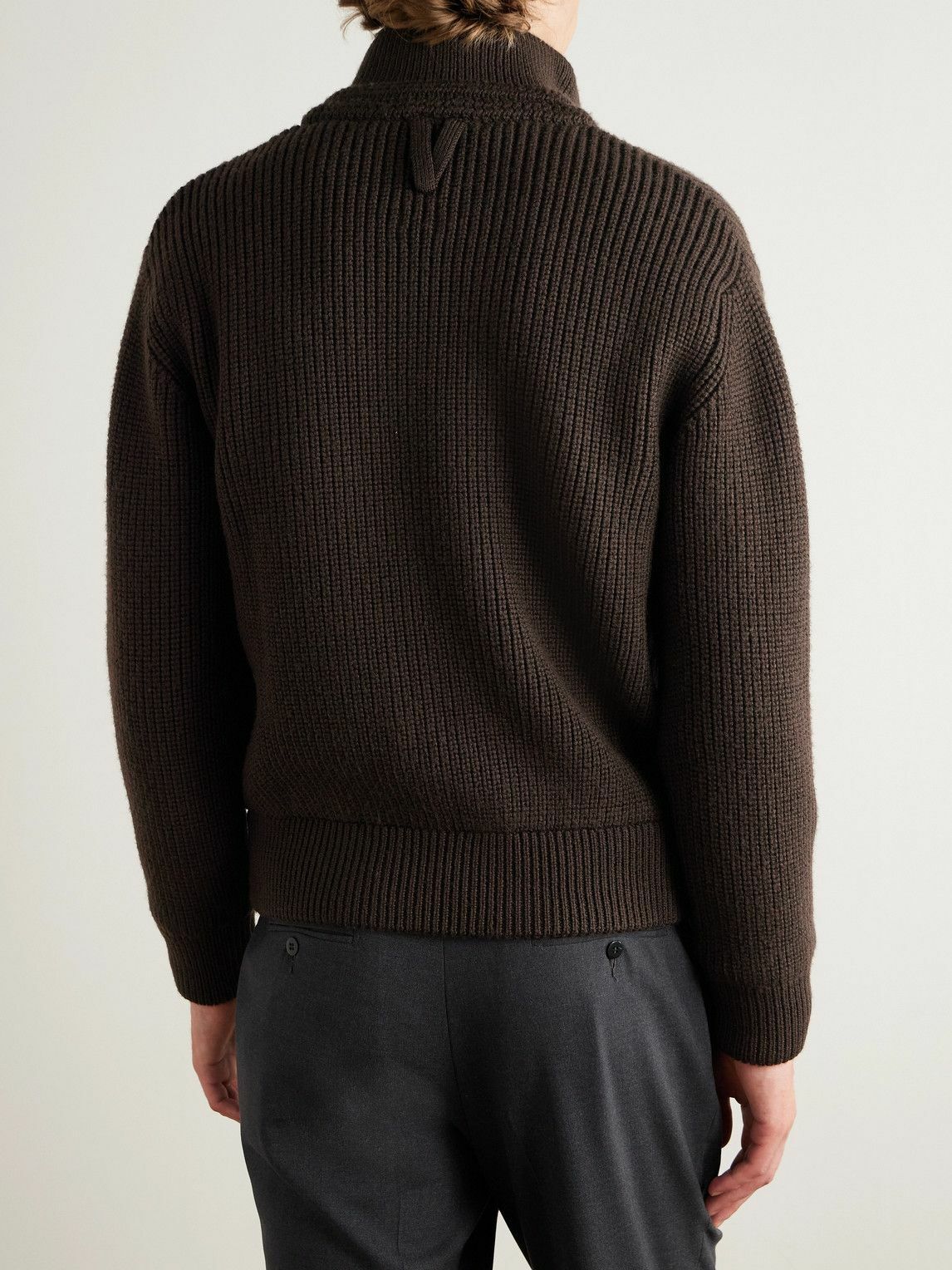 Valstar - Camionaire Ribbed Wool Zip-Up Sweater - Brown