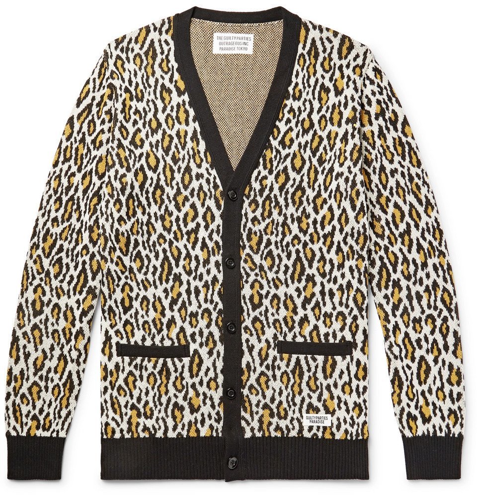 Wacko Maria - Leopard-Jacquard Cotton Cardigan - Off-white