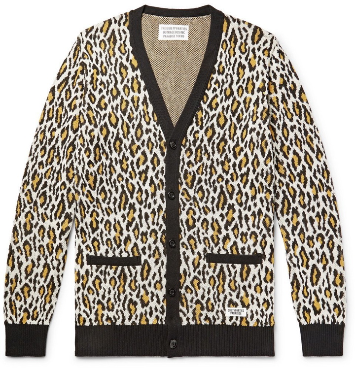 Photo: Wacko Maria - Leopard-Jacquard Cotton Cardigan - Off-white