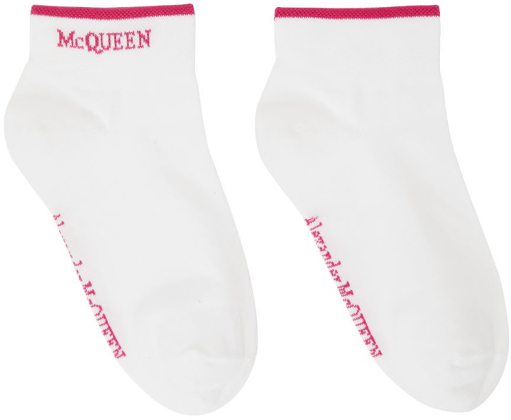 Photo: Alexander McQueen Pink & White Logo Ankle Socks