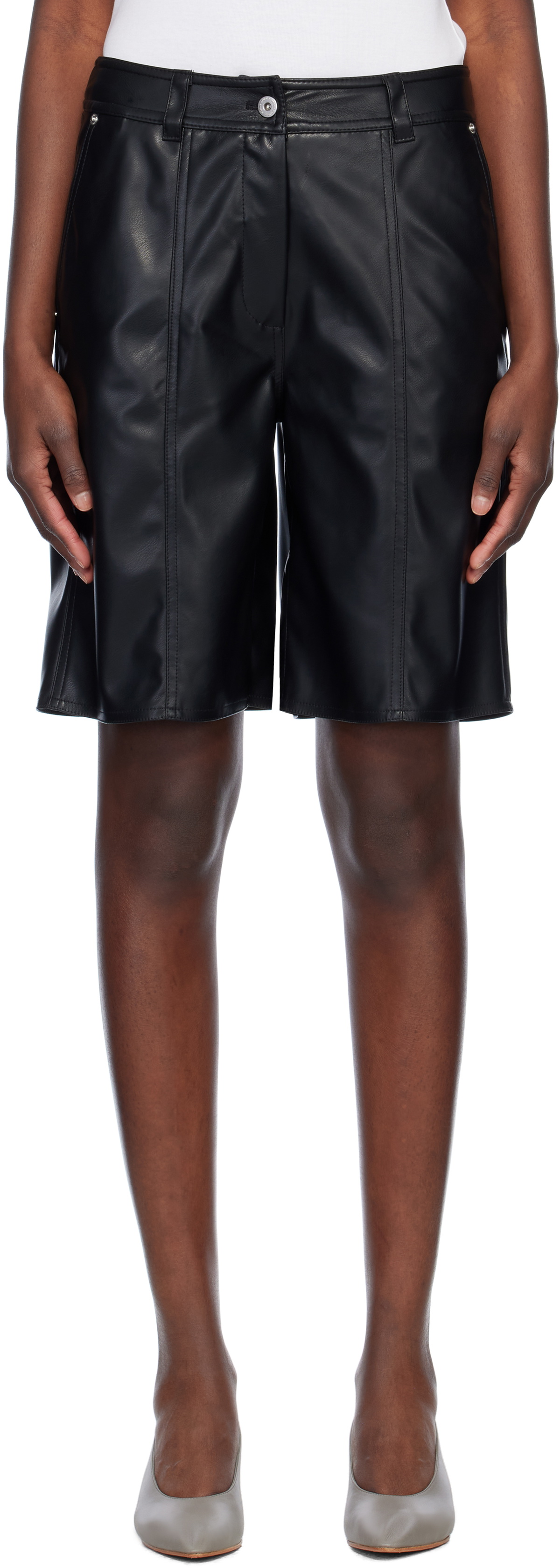 Stand Studio Black Julieta Faux-Leather Shorts