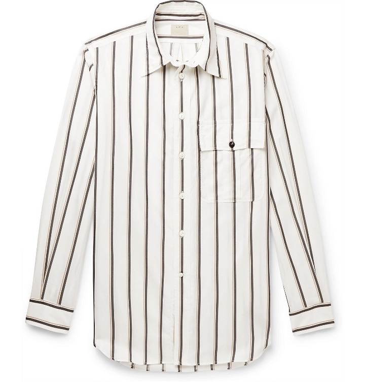 Photo: L.E.J - Striped Cotton and Silk-Blend Shirt - White