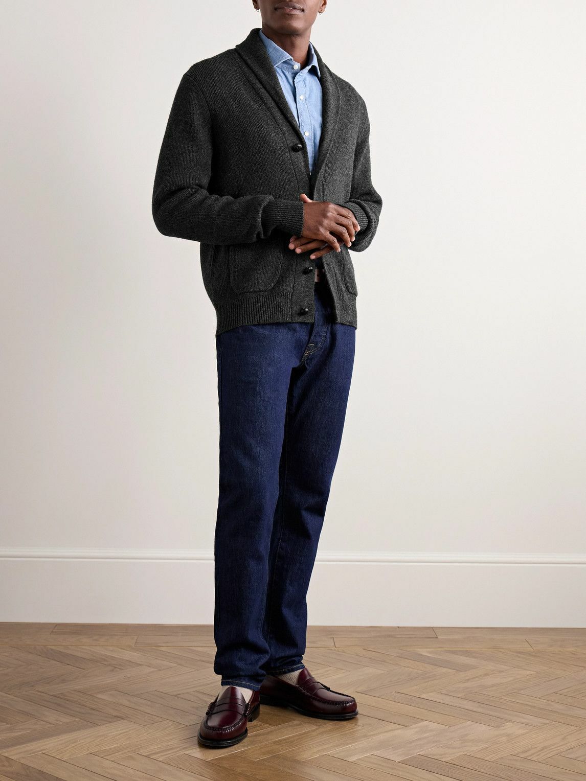 Sid Mashburn - Shawl-Collar Wool-Blend Cardigan - Gray