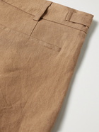 DE BONNE FACTURE - Pleated Linen Shorts - Brown