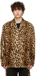 mastermind WORLD Brown Leopard Shirts Jacket