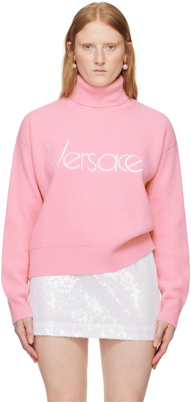 Photo: Versace Pink Embroidered Turtleneck