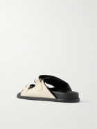 Dolce&Gabbana - Logo-Embellished Leather-Trimmed Canvas Slides - Neutrals