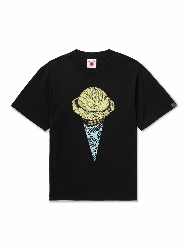 Photo: ICECREAM - Printed Cotton-Jersey T-Shirt - Black