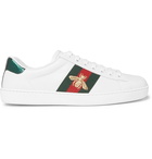 Gucci - Ace Watersnake-Trimmed Embroidered Leather Sneakers - Men - White