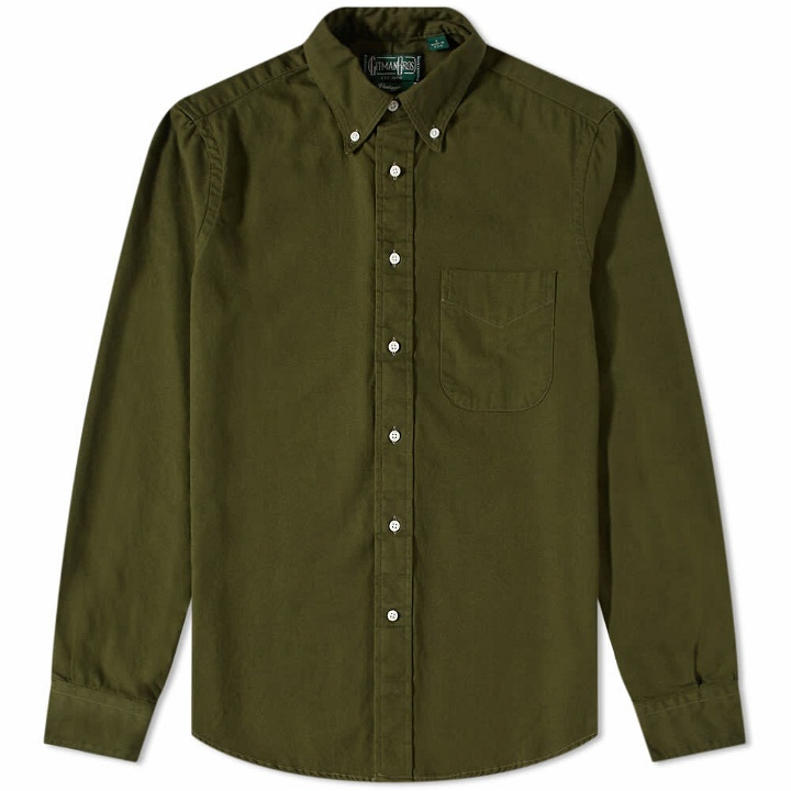 Photo: Gitman Vintage Men's Button Down Overdyed Oxford Shirt in Olive