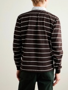 Noah - Rugby Striped Cotton-Jersey Polo Shirt - Brown