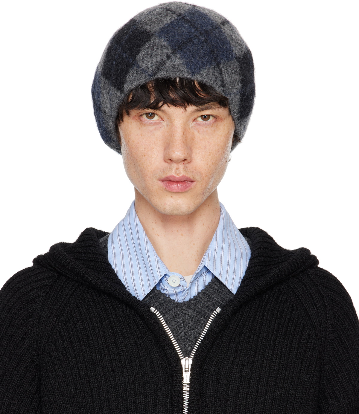 OUR LEGACY Navy Jacquard Beanie Our Legacy