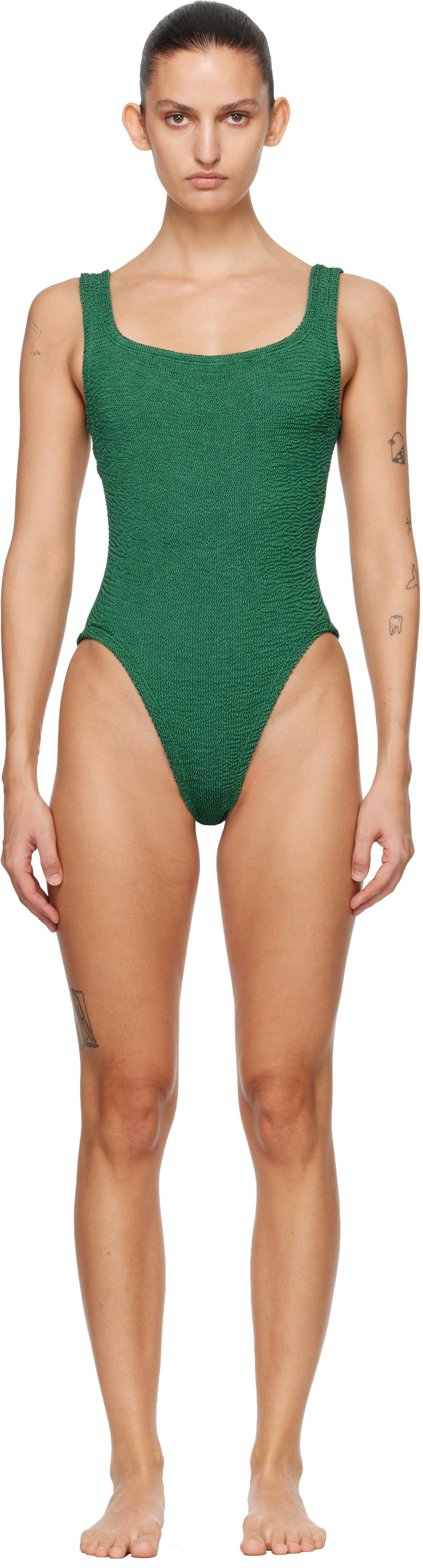 Hunza G Green Square Neck Swimsuit