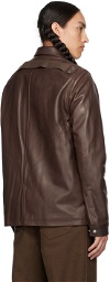 Rick Owens Brown Brad Leather Jacket
