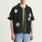 Wax London Men's Didcot Round Applique Vacation Shirt in Black/Multi