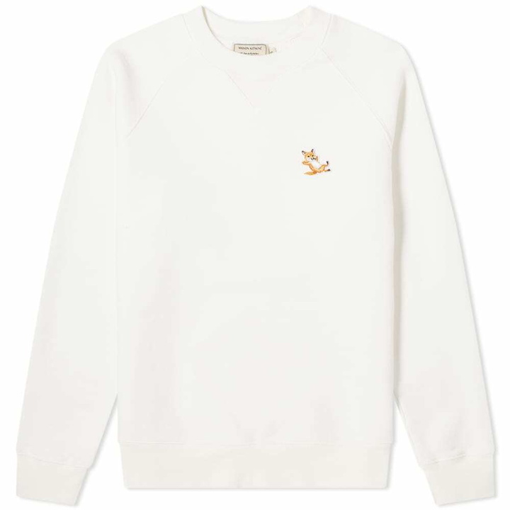 Photo: Maison Kitsuné Men's Chillax Fox Patch Classic Crew Sweat in Ecru