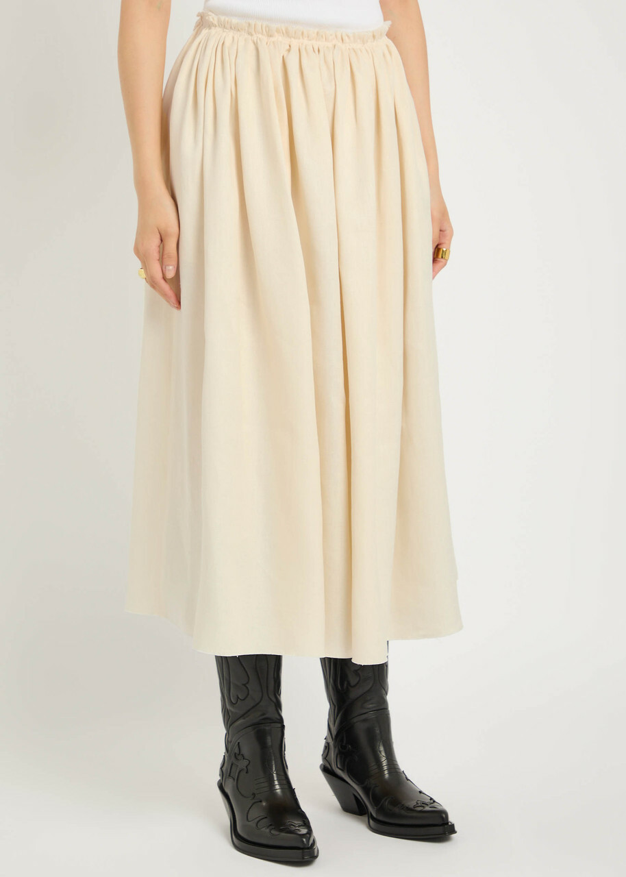Gabriela Hearst Chiara Linen Midi Skirt Ivory