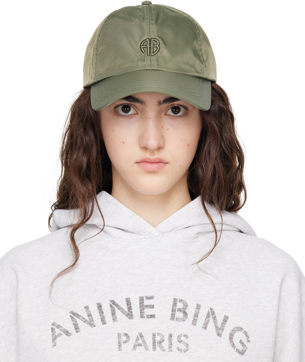 ANINE BING Khaki Jeremy 'AB' Baseball Cap