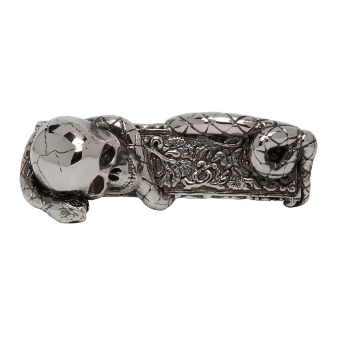 Photo: Alexander McQueen Silver Skull and Snake Two Finger Ring