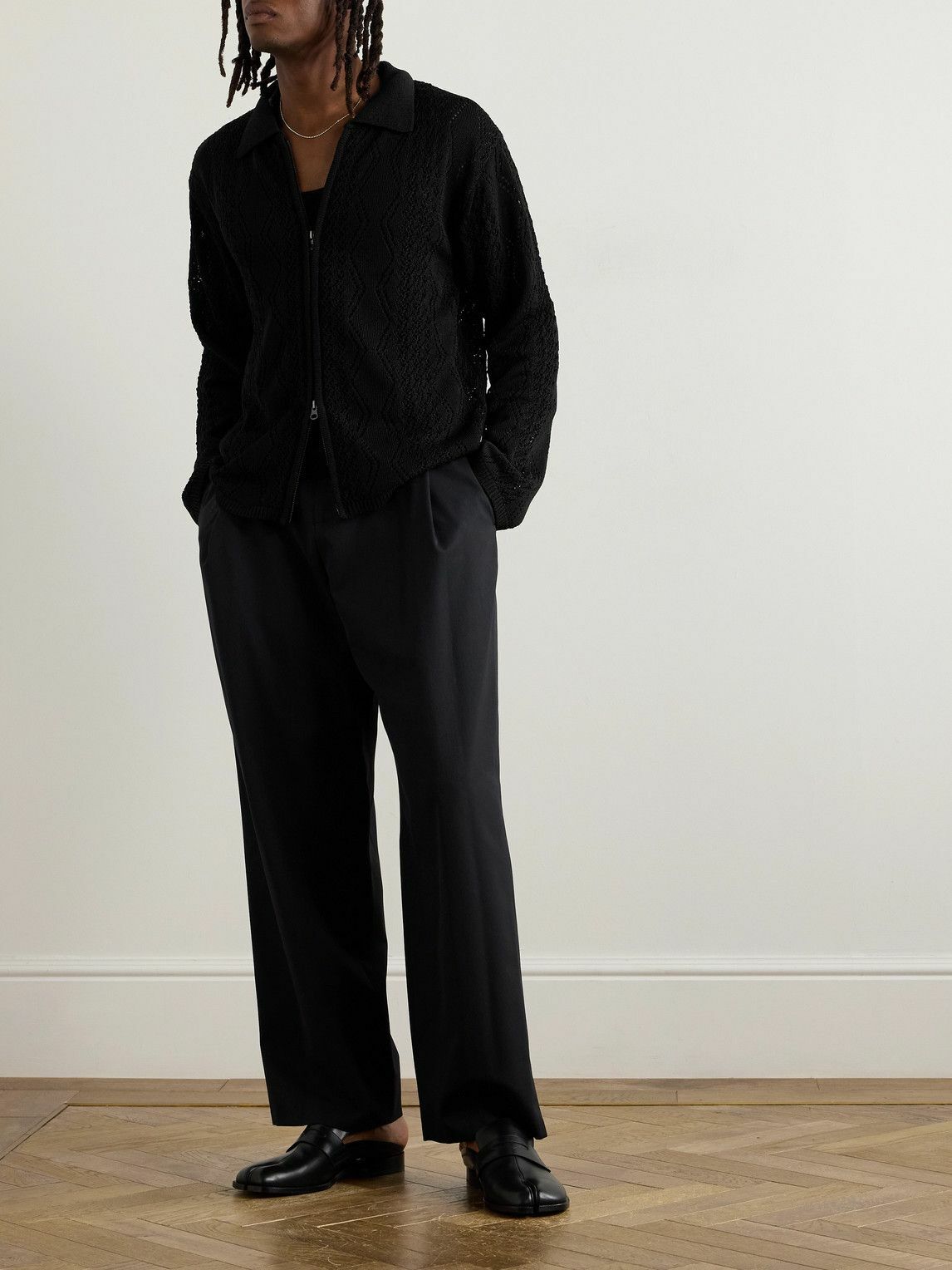 トップス 25ss AMOMENTO CROCHET ZIP-UP CARDIGAN Amomento Crochet Zip-Up Cardigan in Black for Men | Lyst