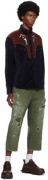 kolor Navy & Brown Western Shirt