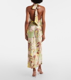 Rixo Maura printed halterneck satin midi dress