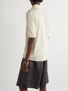 Maison Margiela - Distressed Linen-Blend Polo Shirt - Neutrals