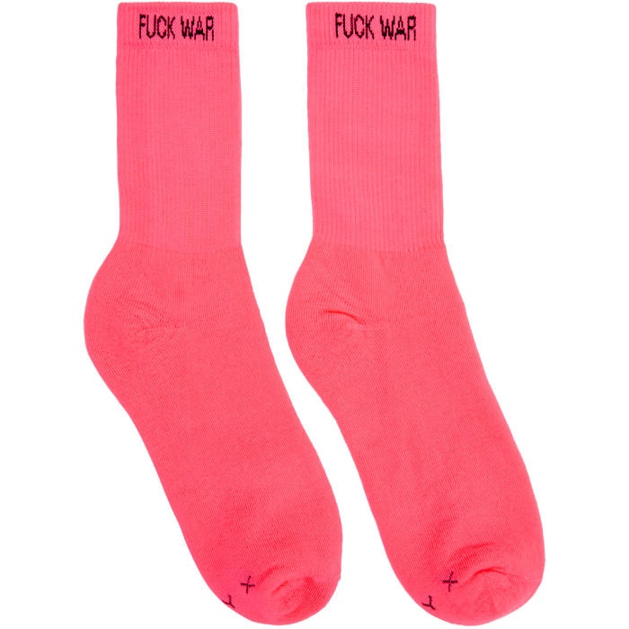 Photo: Alyx Two-Pack Pink and Yellow Fuck War Neon Socks