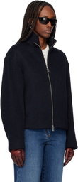 TONYWACK Navy Wool Alpaca Zippered Jacket