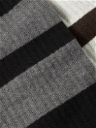 Neighborhood - Three-Pack Ribbed Striped Cotton-Blend Socks