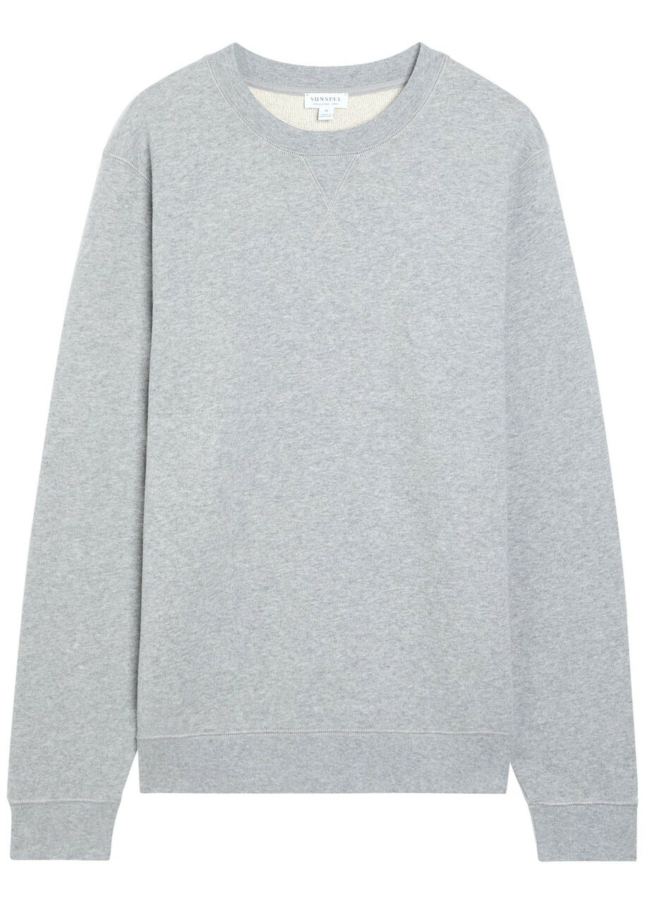 Sunspel Crew-neck Cotton Sweatshirt Grey