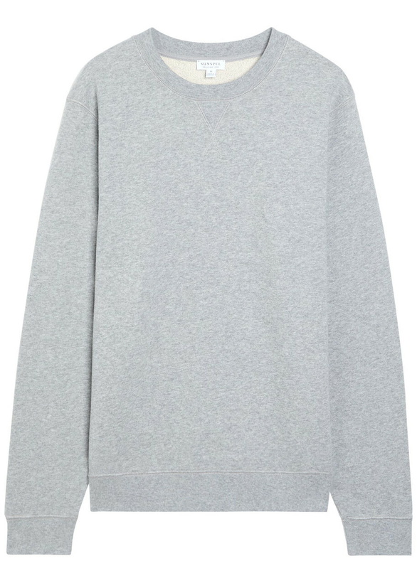 Photo: Sunspel Crew-neck Cotton Sweatshirt Grey