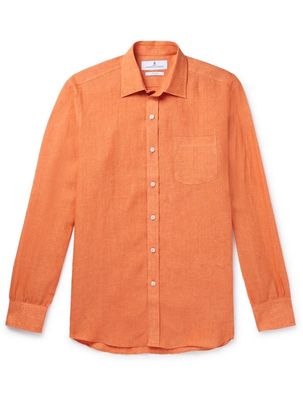 Photo: TURNBULL & ASSER - Cutaway-Collar Linen Shirt - Orange