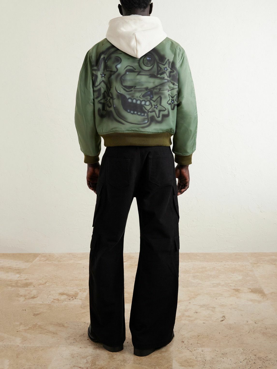 Satoshi Nakamoto - Abandoned Theme Park Printed Shell Bomber Jacket - Green