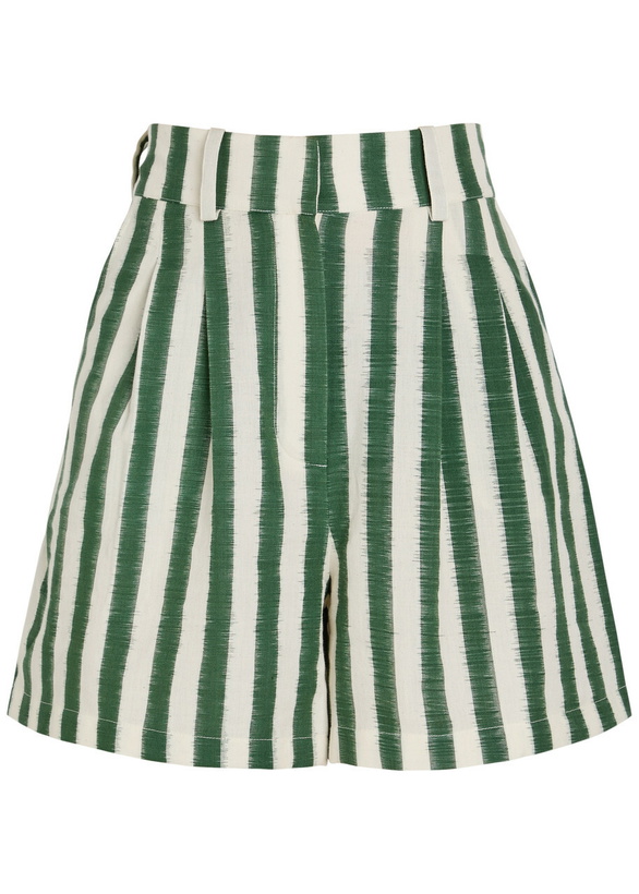 Photo: Emporio Sirenuse Beatrice Striped Cotton Shorts Green