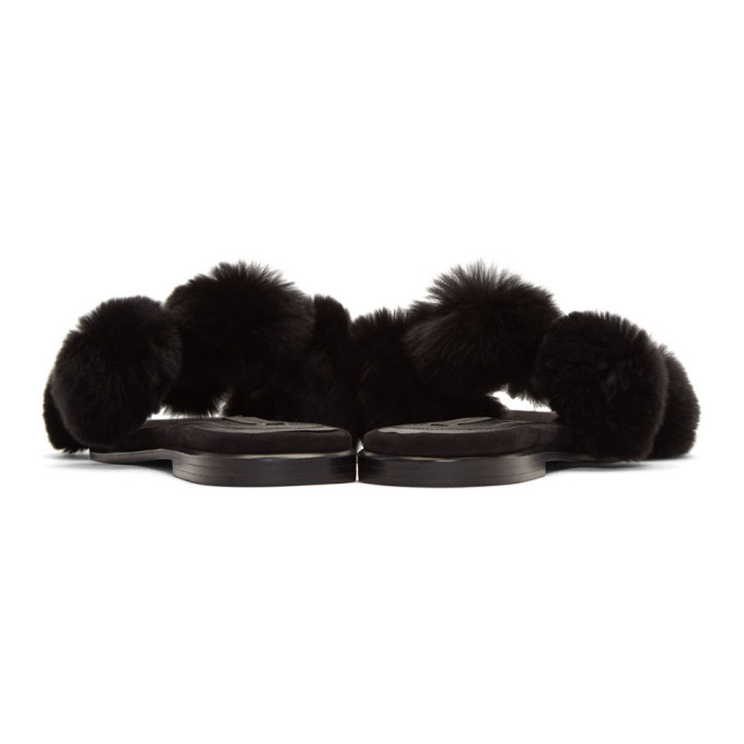 Alexander Wang Black Ava Fur Slides Alexander Wang