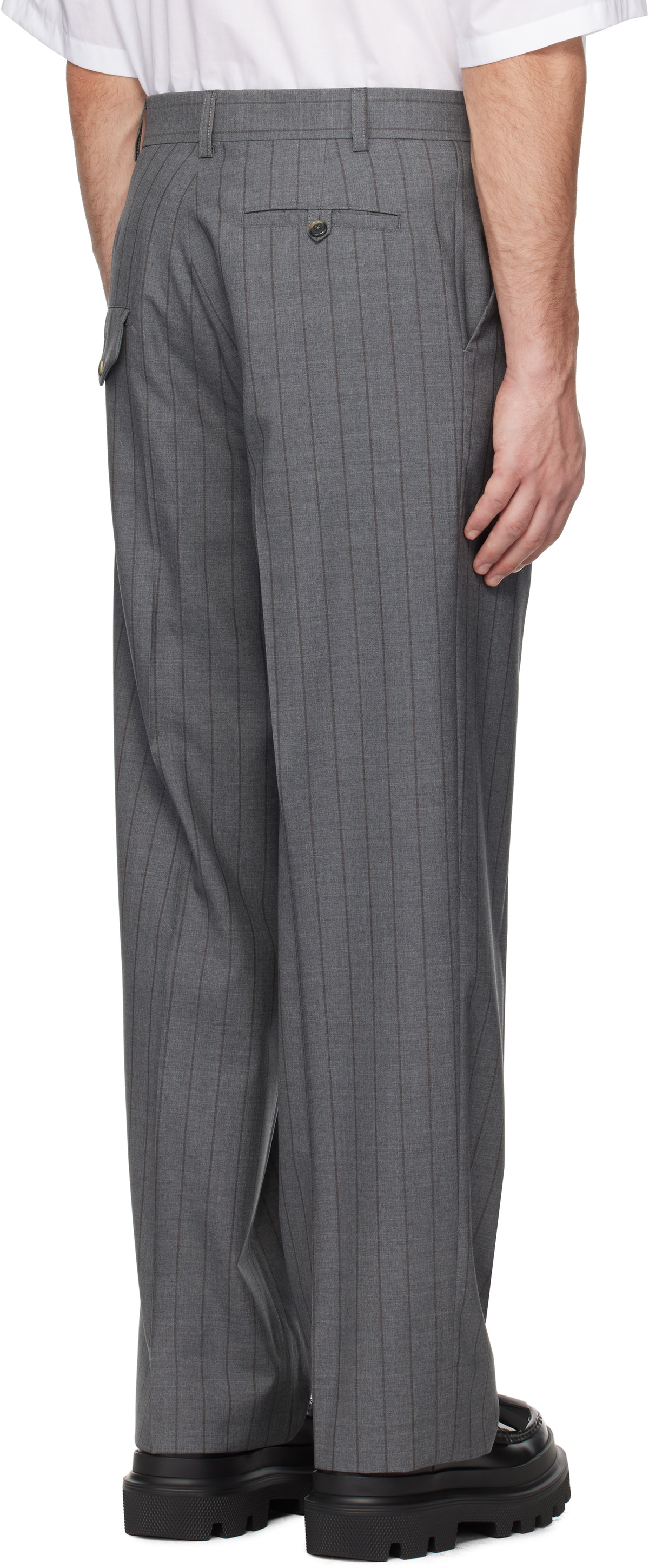 Moschino Gray Wool Pinstripe Trousers