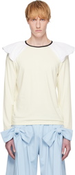 ANDREJ GRONAU Off-White Draped Shoulder Jersey Top