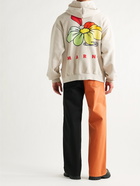 MARNI - Oversized Printed Loopback Cotton-Jersey Hoodie - Brown - IT 50