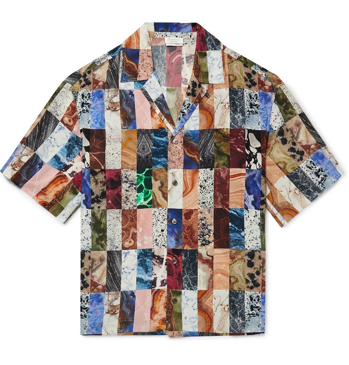 Photo: Deveaux - Camp-Collar Printed Silk-Crepe Shirt - Multi