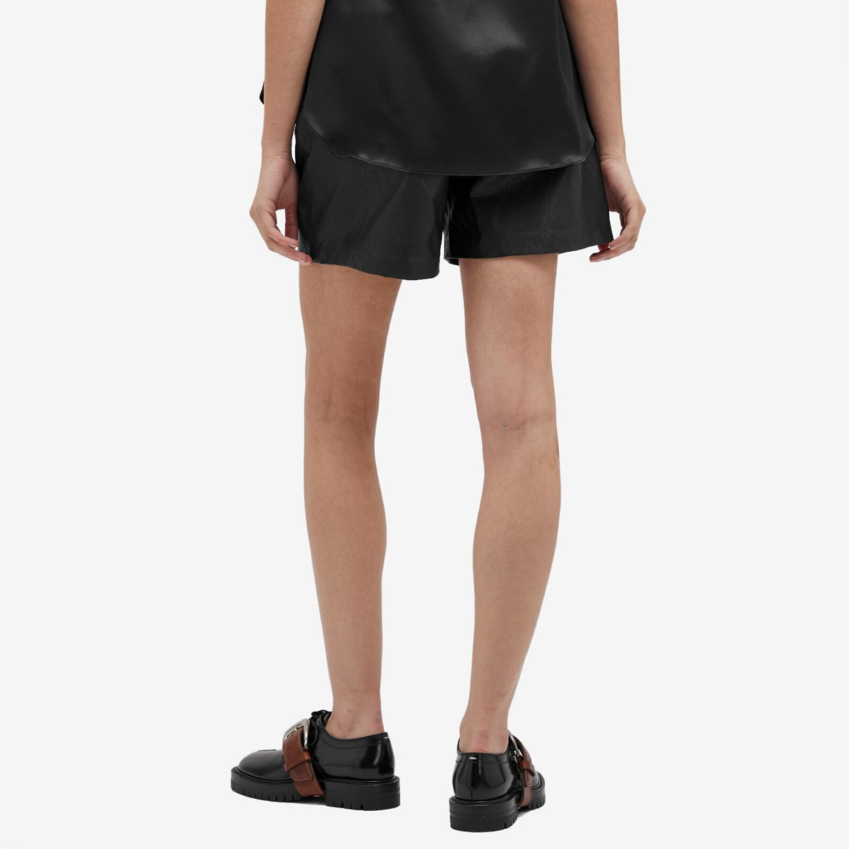 Weekend by Max Mara Women's Virgola Leather Shorts in Black