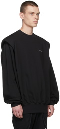 We11done Black Shoulder Padded Logo Sweatshirt