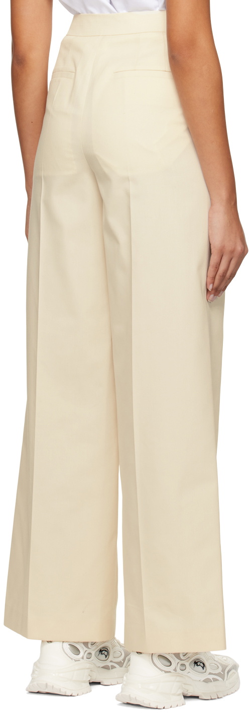 Juun.J Off-White Creased Trousers