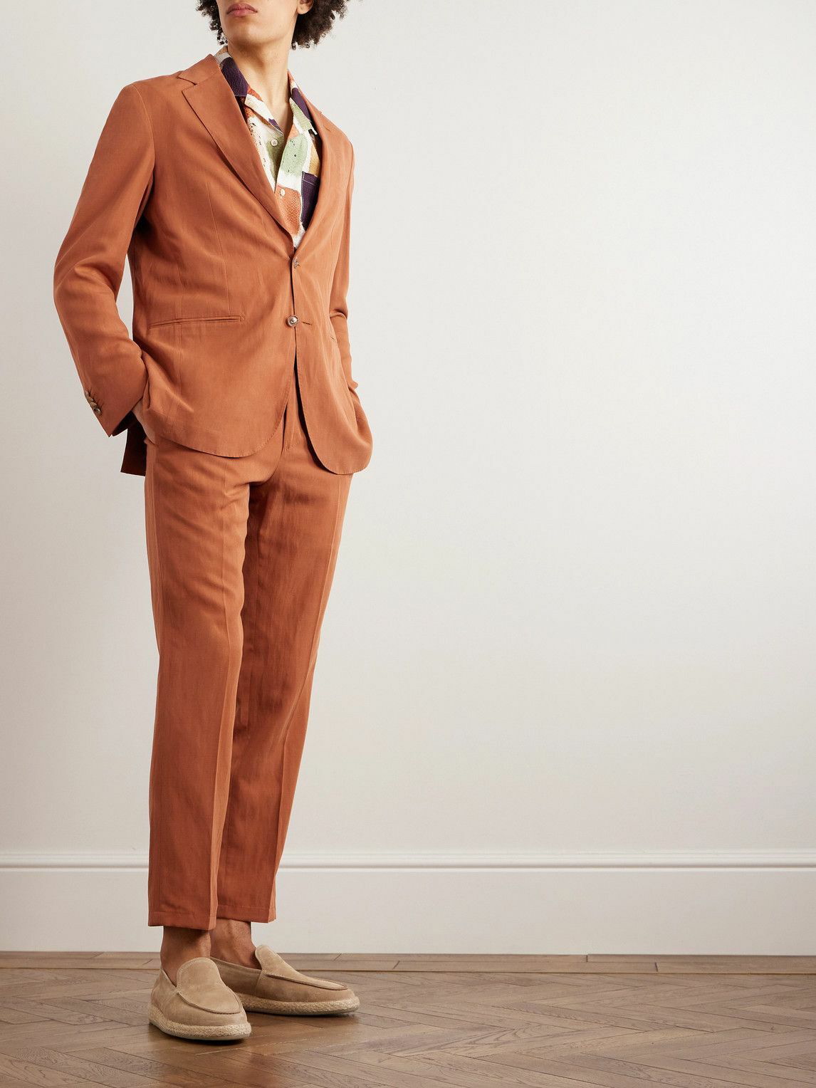 De Petrillo - Lyocell, Linen and Cotton-Blend Suit Jacket - Red De Petrillo