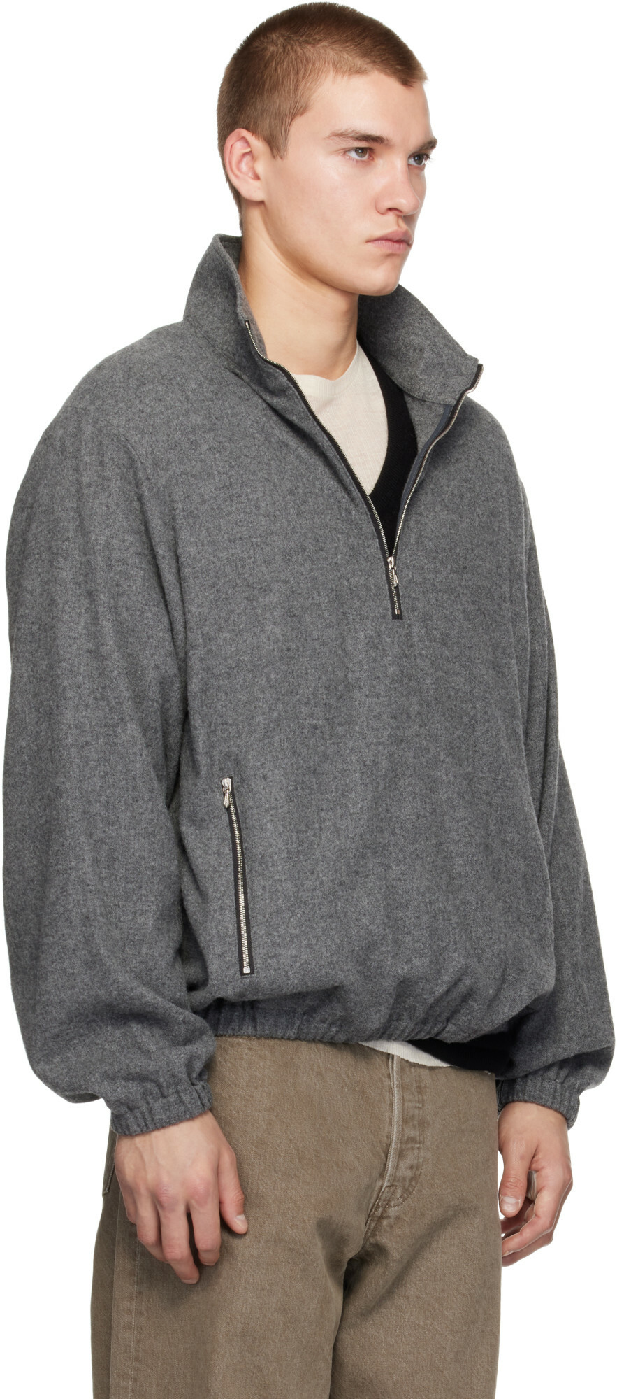 ssstein Gray Fleece Pullover Sweater