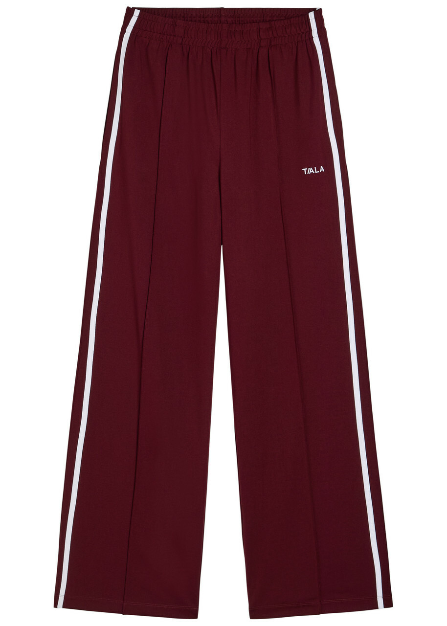 Tala Striped Straight-leg Jersey Sweatpants Dark Red