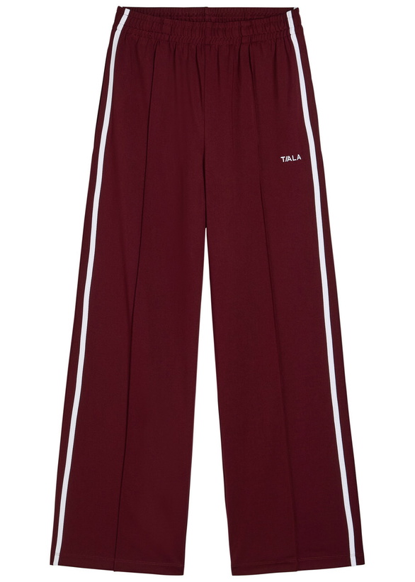 Photo: Tala Striped Straight-leg Jersey Sweatpants Dark Red